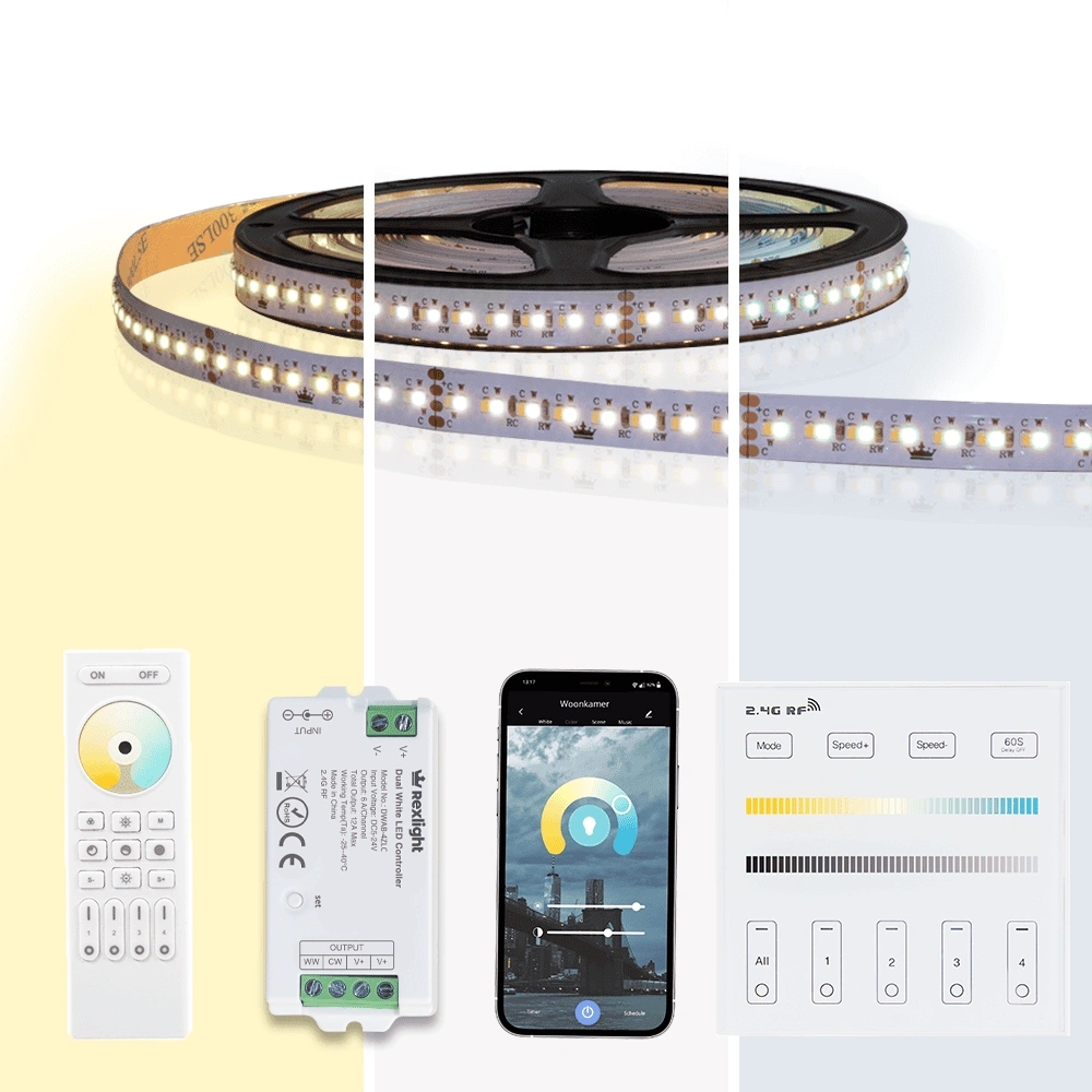 11 meter dual white led strip complete set – pro 320 leds - Afbeelding 2
