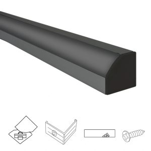 Aluminium ledstrip hoekprofiel zwart 4m breed – compleet met afdekkap
