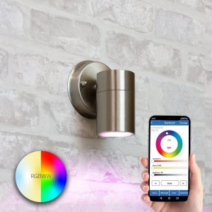 Aluminium wandlamp voor buiten met slimme milight gu10 spot – rond