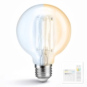 Dual white smart filament lamp van milight 7w e27 fitting – amberkleurig g95 model – met afstandsbediening