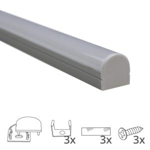 Ledstrip profiel opbouw breed model – compleet met ronde afdekkap 1,5 meter