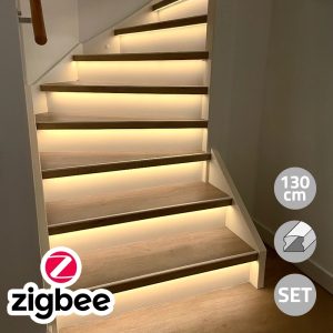 Trapverlichting zigbee led strip warm wit 130 cm – complete set inclusief profiel