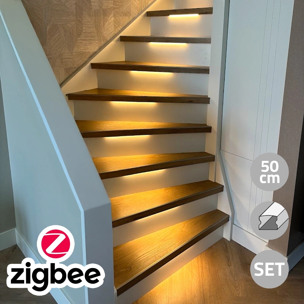 Trapverlichting zigbee led strip warm wit 50 cm – complete set inclusief profiel - Afbeelding 2