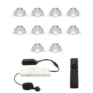 Complete Set van 10 Sienna Mini Inbouwspots 12 Volt 3W spots – 2700K warm wit – IP44 waterdicht – kantelbaar – Dimbaar – Verandaspots – Lage inbouwdiepte