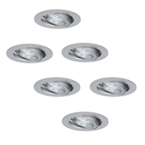 6x Jose LED Inbouwspots – 4W 450 Lumen – 6500K – Kantelbaar – RVS