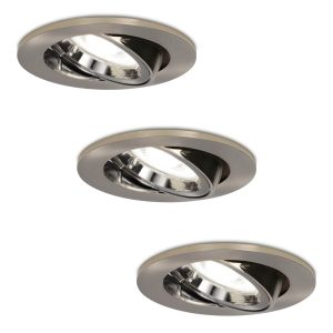 Set van 3 Lublin LED inbouwspots – 4 Watt 345 Lumen – 6500K Daglicht wit – GU10 – Dimbaar – Rond – Kantelbaar – IP20 Stofdicht – RVS