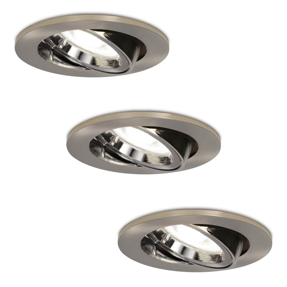 Set van 3 Lublin LED inbouwspots – 4 Watt 345 Lumen – 6500K Daglicht wit – GU10 – Dimbaar – Rond – Kantelbaar – IP20 Stofdicht – RVS