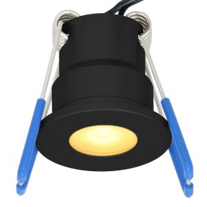 Milano mini LED inbouwspot – 12 Volt 3 Watt 200 lumen – 2700K warm wit – Dimbaar – Plat 34mm – IP65 waterdicht – Zwart – Veranda spots