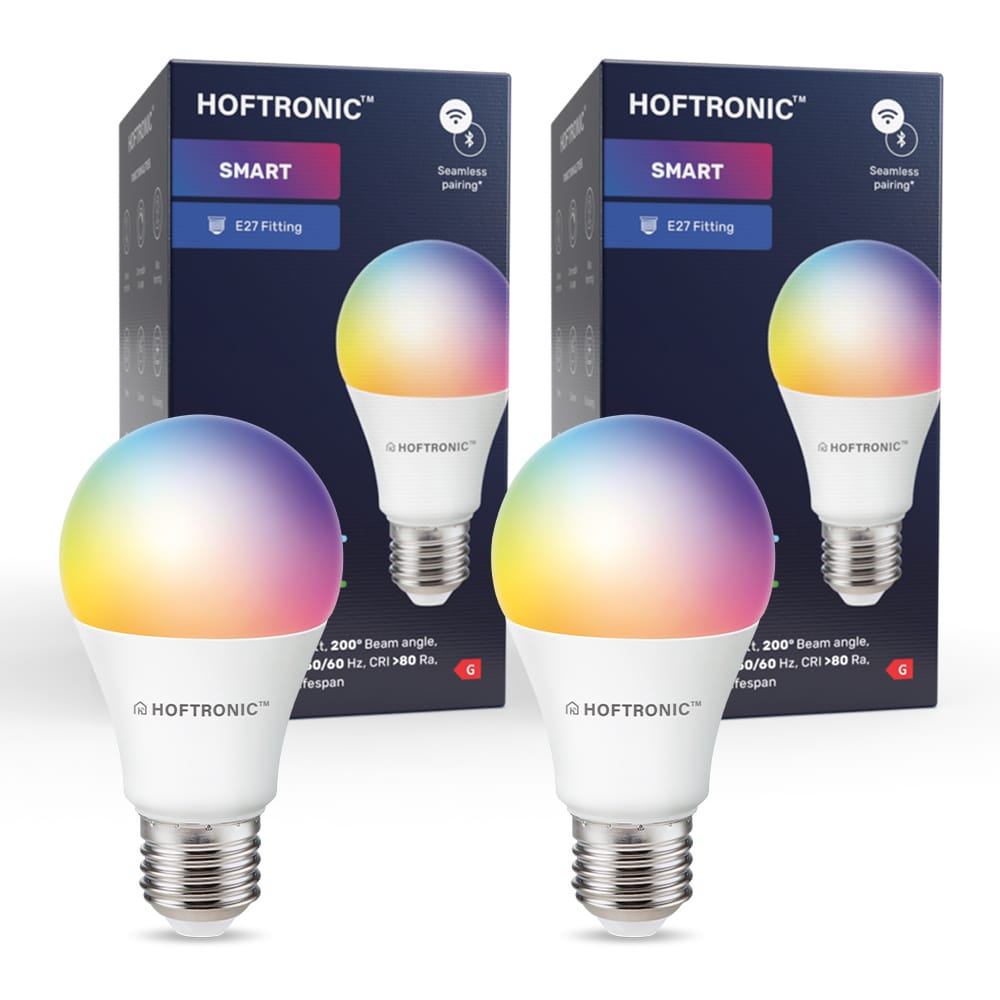 2-pack E27 SMART LED Lamp RGBWW Wifi & Bluetooth 10 Watt 806 lumen Dimbaar via App - Afbeelding 2