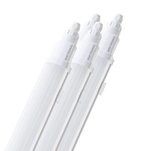 Set van 4 Q-Series LED TL Armaturen 60cm – 18 Watt 2160 Lumen vervangt 72 Watt – 120lm/W – 6500K daglicht wit licht – Gereedschapsloos Koppelbaar – IK08 – IP65 Waterdicht – Tri-proof plafondverlichting
