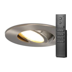 6x Napels inbouwspot – RVS – Dimbaar – 360° Kantelbaar – 39mm inbouwdiepte – 8 Watt 570 lumen – 2700K warm wit – IP65 waterdicht – met dimmer en afstandsbediening
