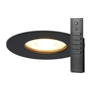 6x Bari inbouwspots – Zwart – Dimbaar – GU10 – 4 Watt 345 lumen – 2700K warm wit – IP65 Waterdicht – met dimmer en afstandsbediening – badkamer en woonkamer