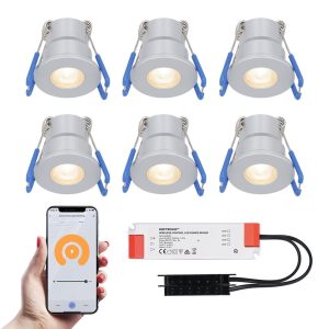 Set van 6 Milano Smart LED Mini Inbouwspots – Veranda spots – 12V 3W 200lm – Dimbaar – Wifi & Bluetooth – 2700K – IP65 waterdicht – RVS